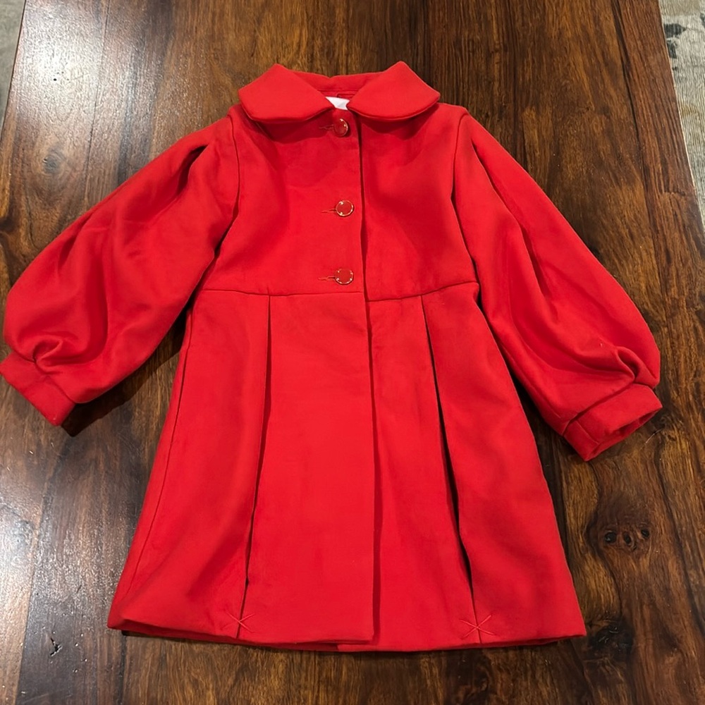 Janie and Jack Size 12-18m Red Bow Back Pea Coat